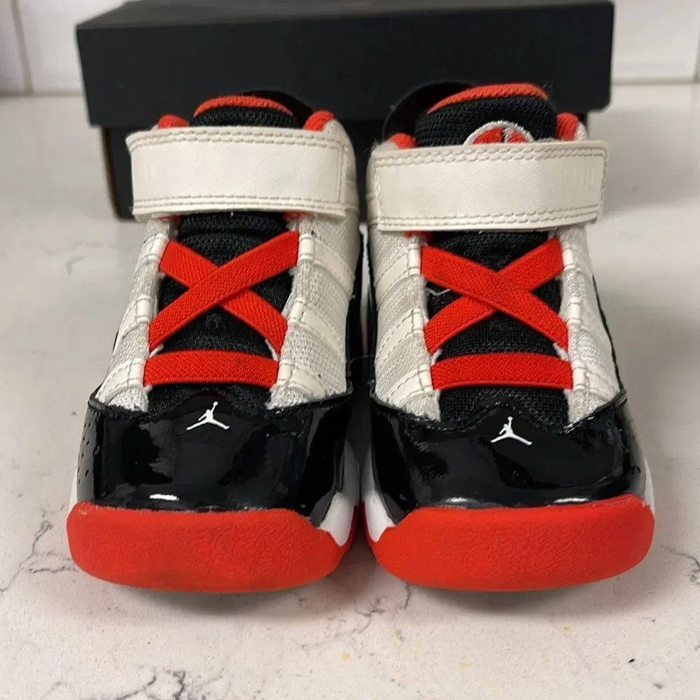 Nike Jordan 6 Rings White/Team Orange-Black-Sail DV1344-108 Toddler Size 7C